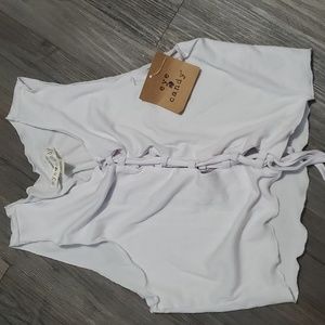 New! Eye Candy Ribbed White Tank Top with tie front size medium